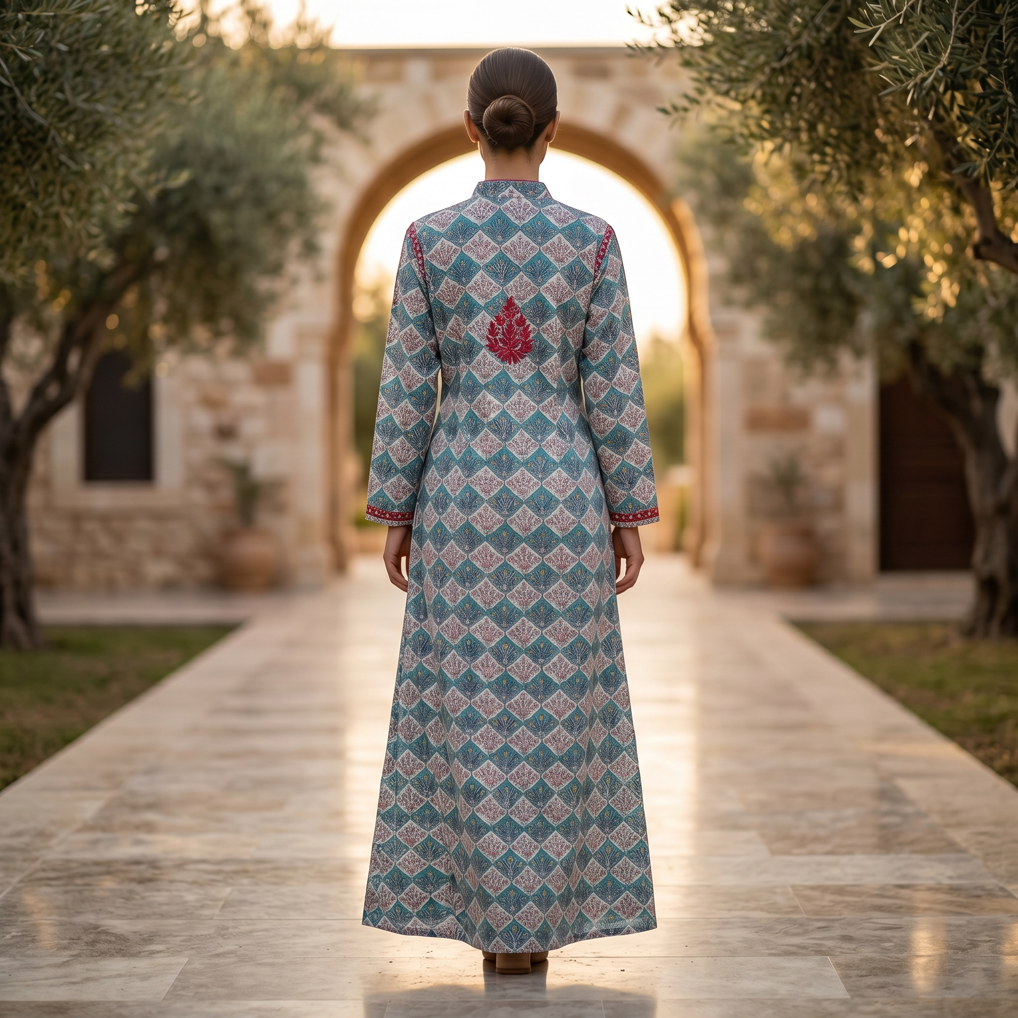 S-M Sofi Printed Cotton Dress 57" Long Jalabiya