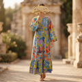 S-M Juhi Printed Cotton Dress 57" Long Jalabiya With TNY 763