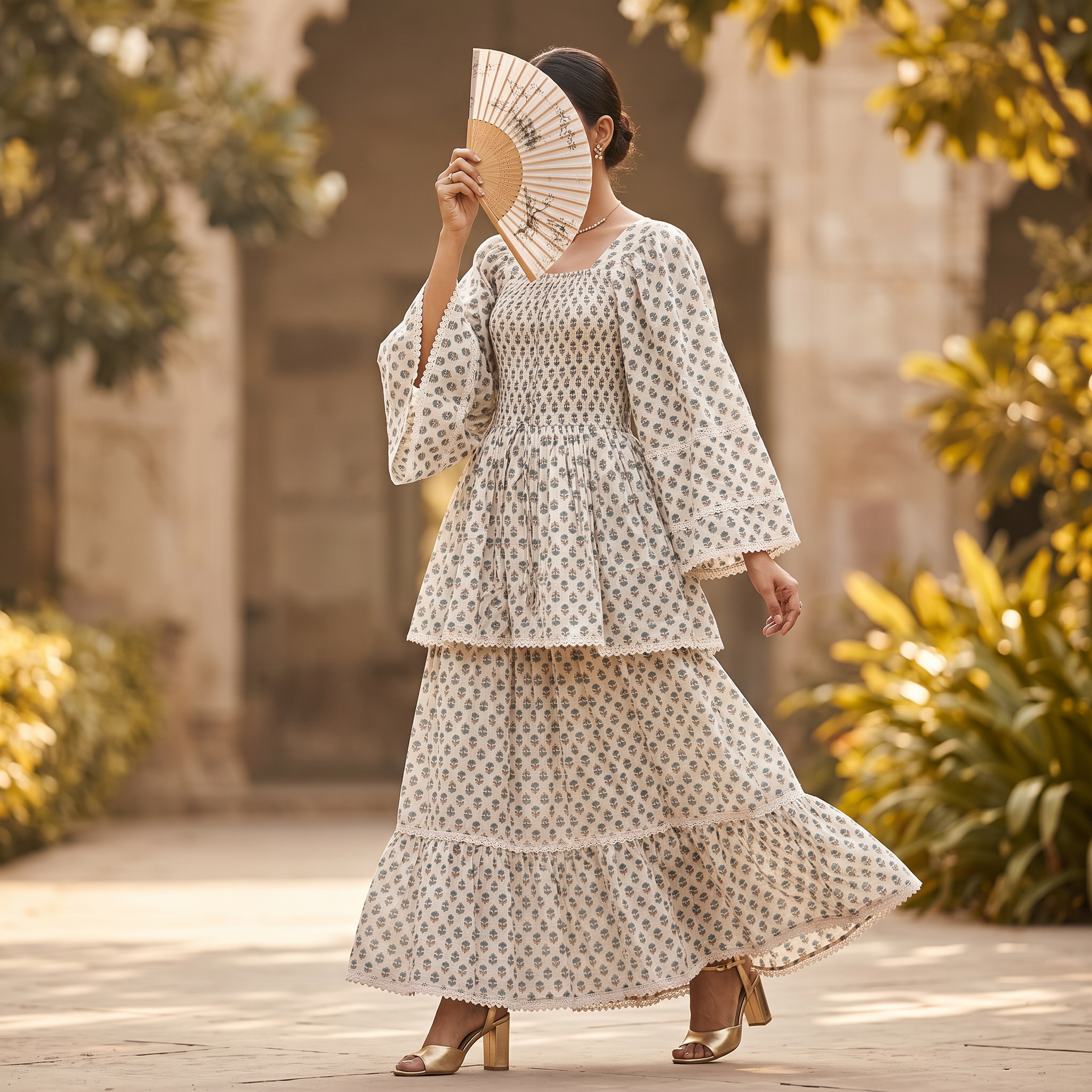 S/M Rahima Printed Cotton Dress 54" Long Jalabiya RN 1001