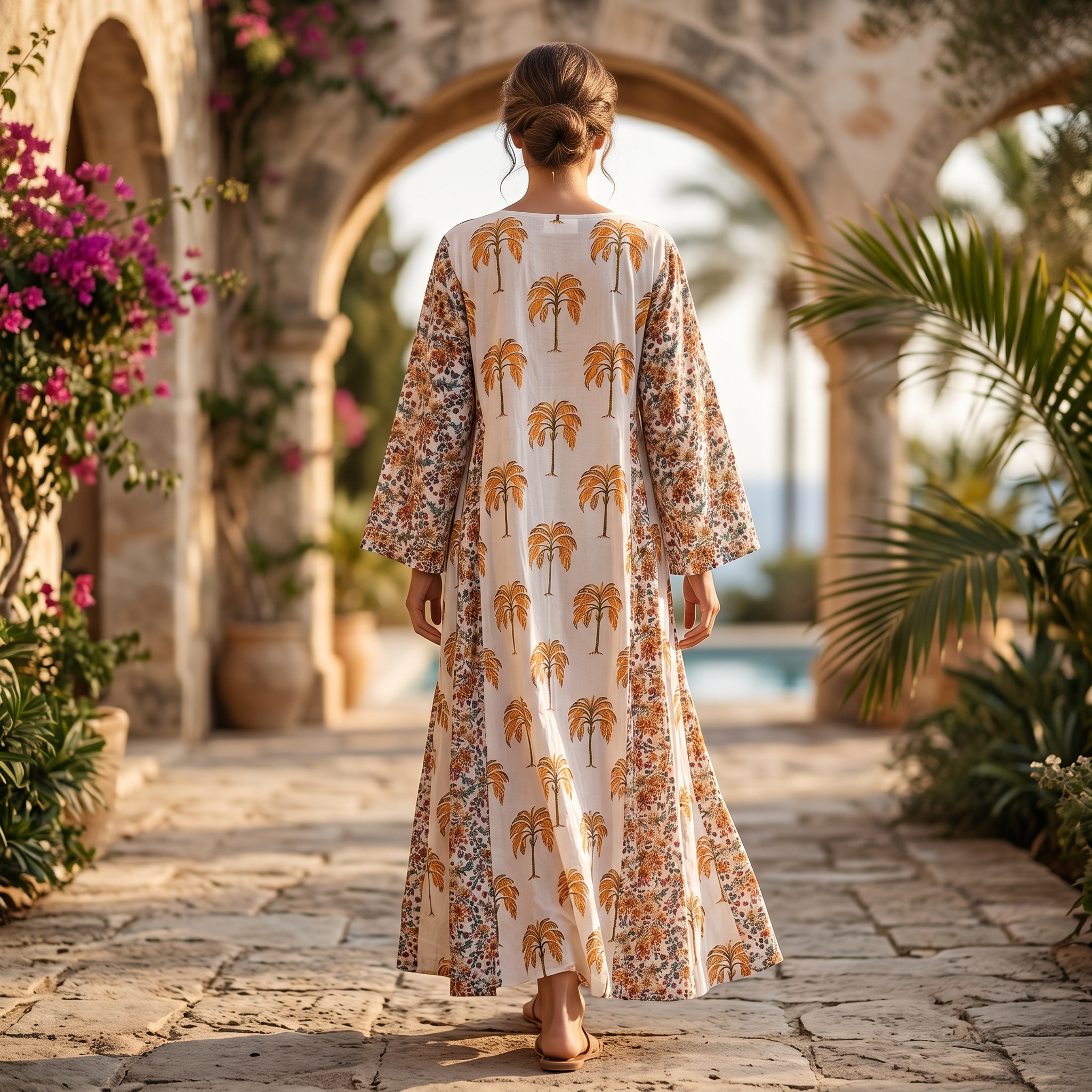L-XL Payal Printed Cotton Dress 57" Long Jalabiya