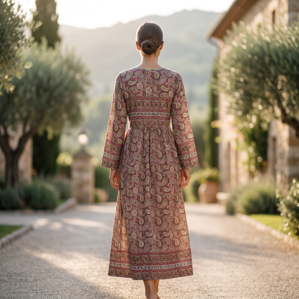 S/M Beach Printed Cotton Dress 57" Long Jalabiya TNY 755