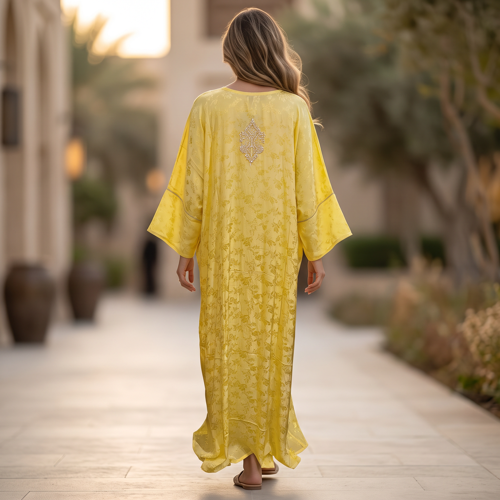 Free Size Elegant Silky Jacquard Kaftan Collection 03