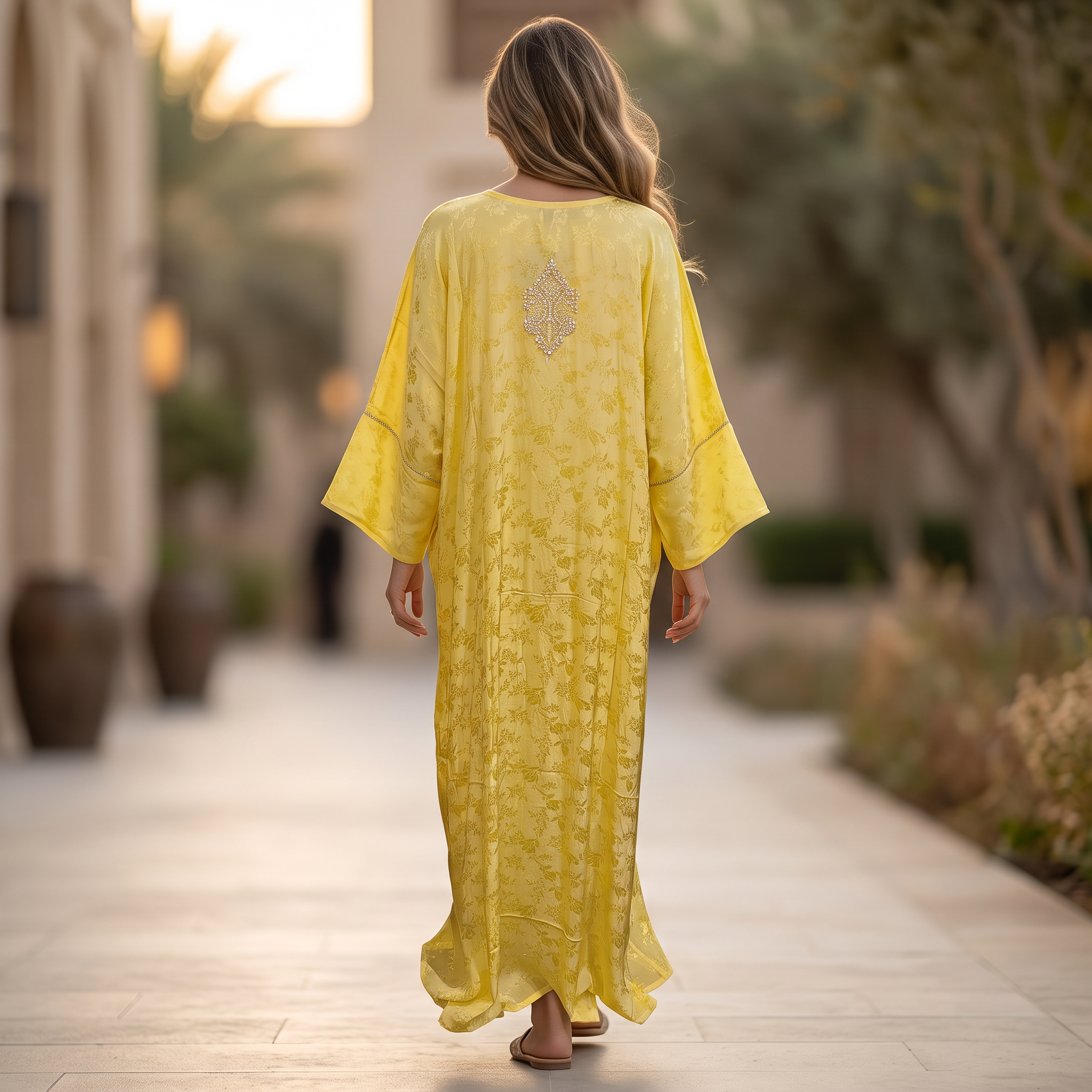 Free Size Elegant Silky Jacquard Kaftan Collection 03
