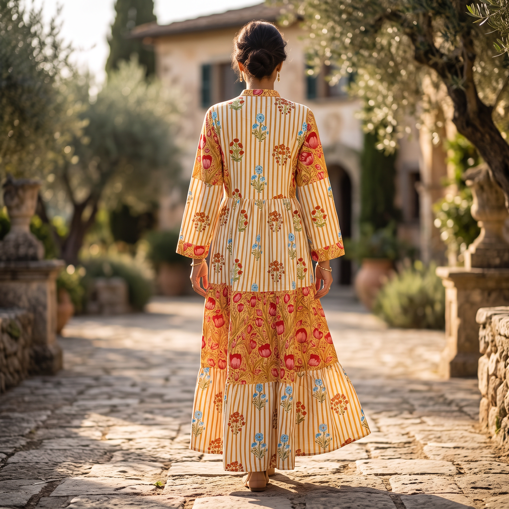 L/XL Special Printed Cotton Dress 57" Long Jalabiya With Sheila RNY 1095