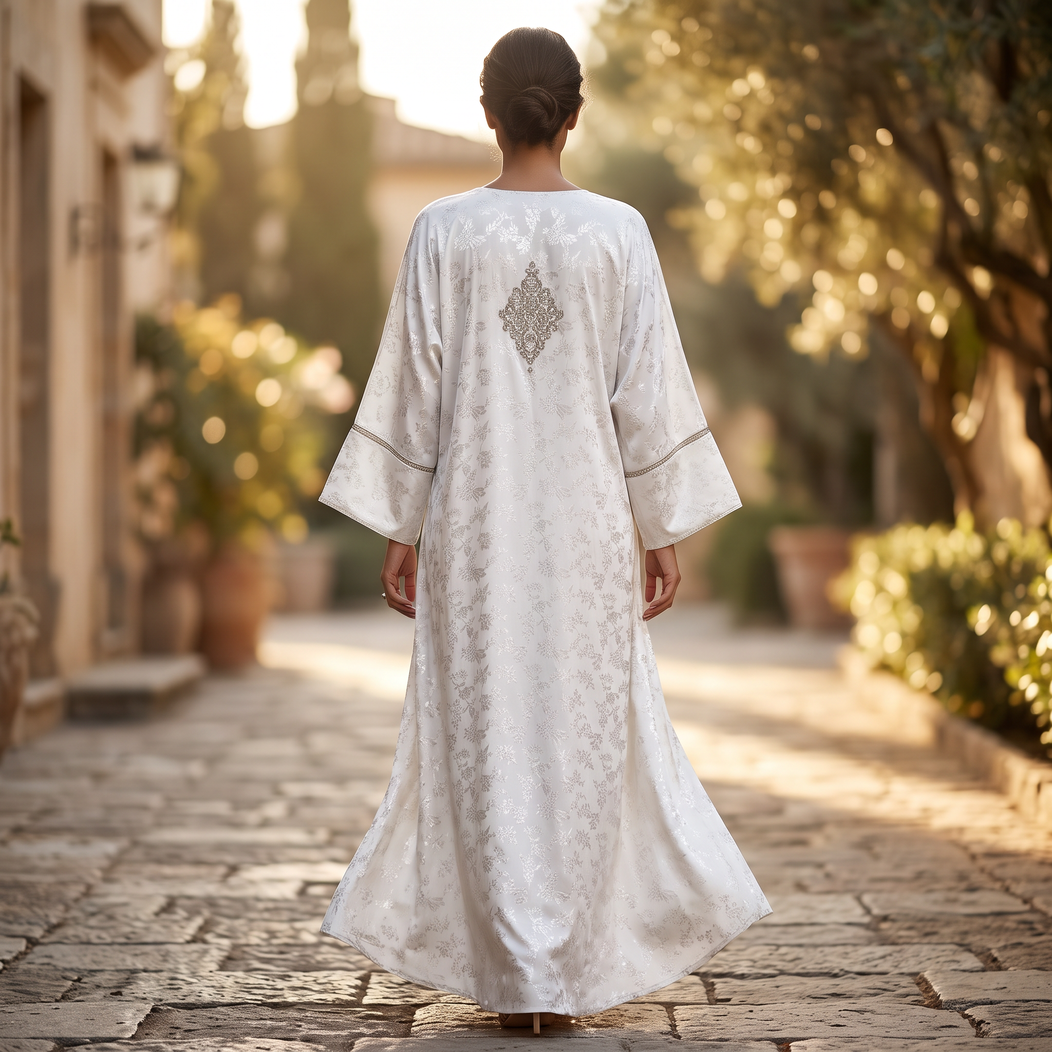 Silky Jacquard Kaftan Elegant Free-Size Luxury Abaya