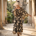 L/XL Elzina Silk Printed Cotton Dress 57" Long Jalabiya RNY 1080
