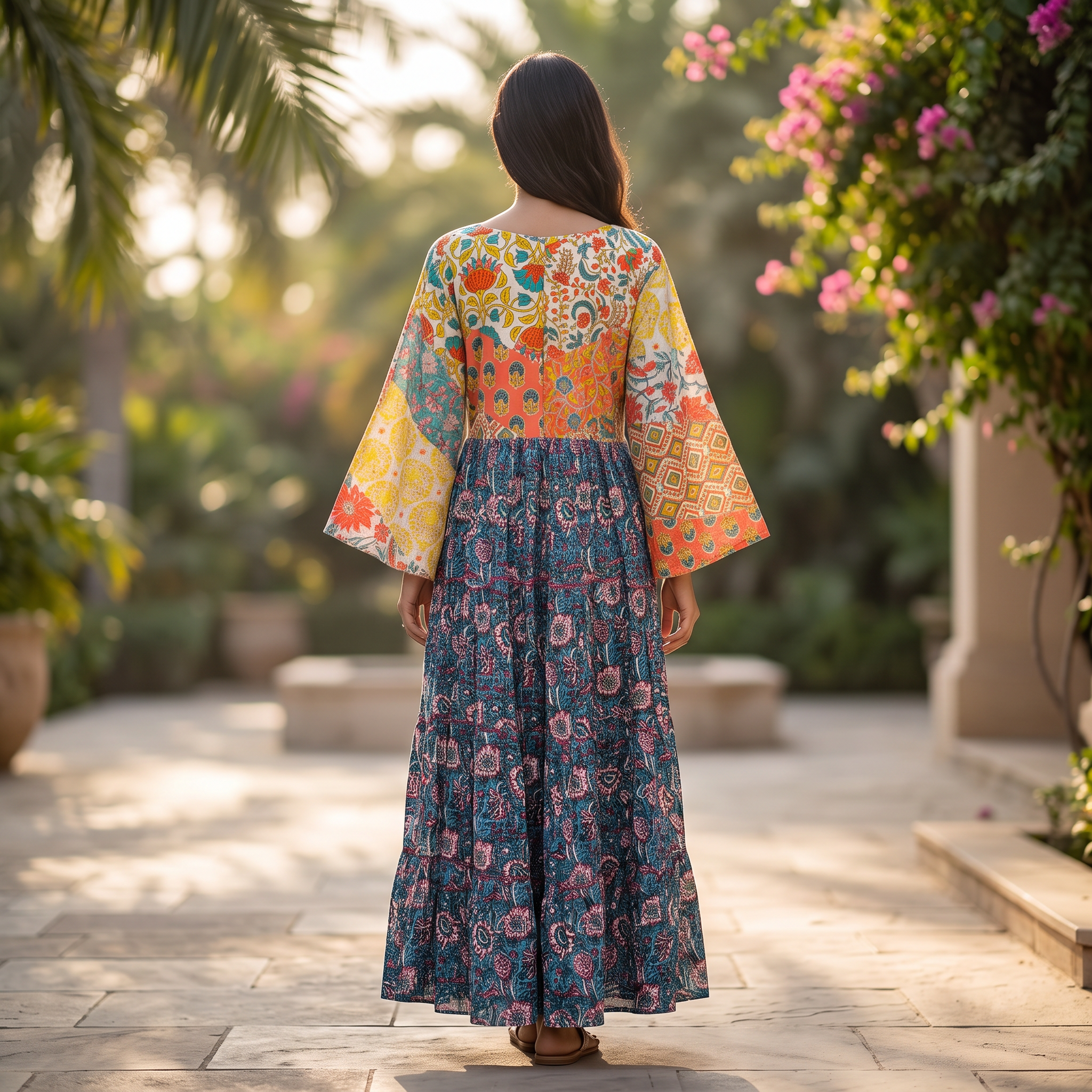 L-XL Crystal Cindrella Printed  Dress 57" Long Jalabiya TNY 821