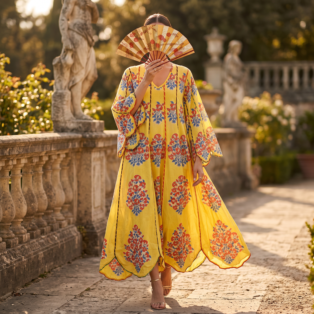 L/XL Meher Crystal  Cotton Dress 57" Long Jalabiya RN 1031