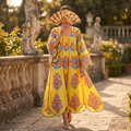 L/XL Meher Crystal  Cotton Dress 57" Long Jalabiya RN 1031