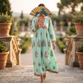 2XL/3XL Nida  Printed Cotton Dress 57" Long Jalabiya RNY 1058