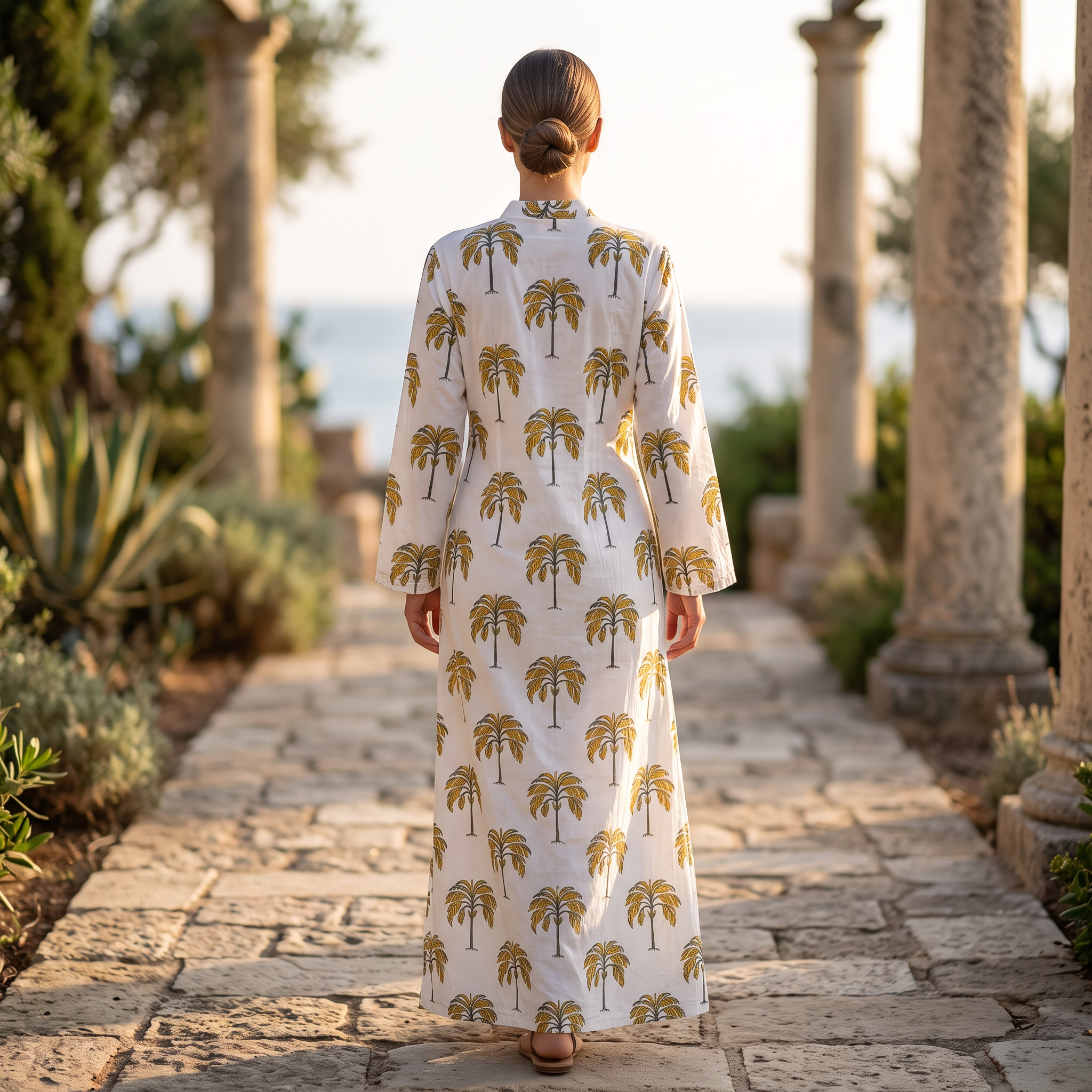 L/XL Crystal Sparrow Printed Cotton Dress 57" Long Jalabiya TNY 801