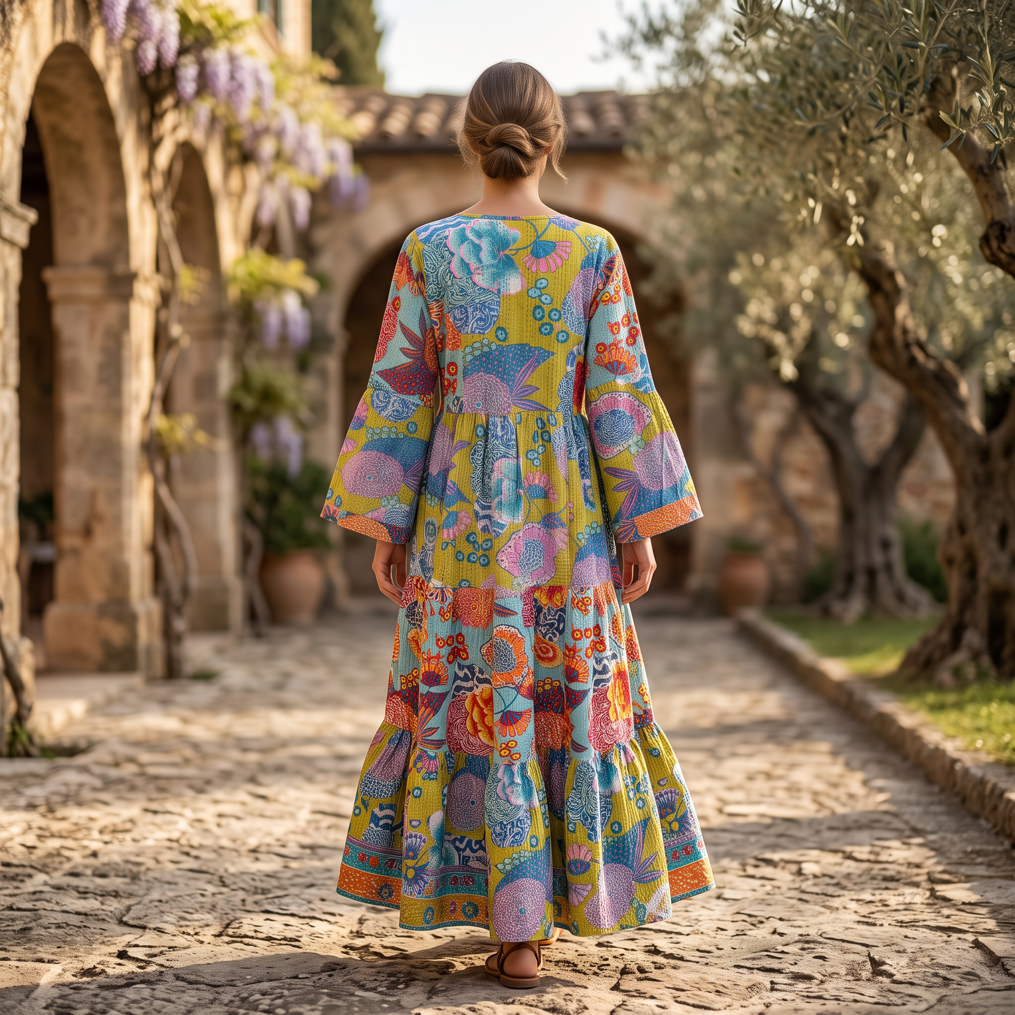 S-M Juhi Printed Cotton Dress 57" Long Jalabiya With TNY 763