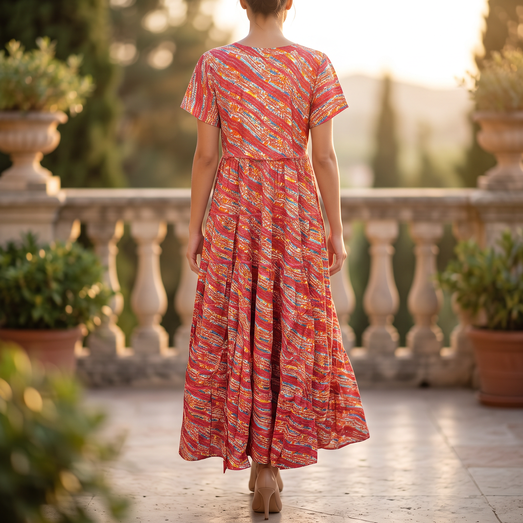 L/XL Qamar   Printed  Dress 57" Long Jalabiya RNY 1062