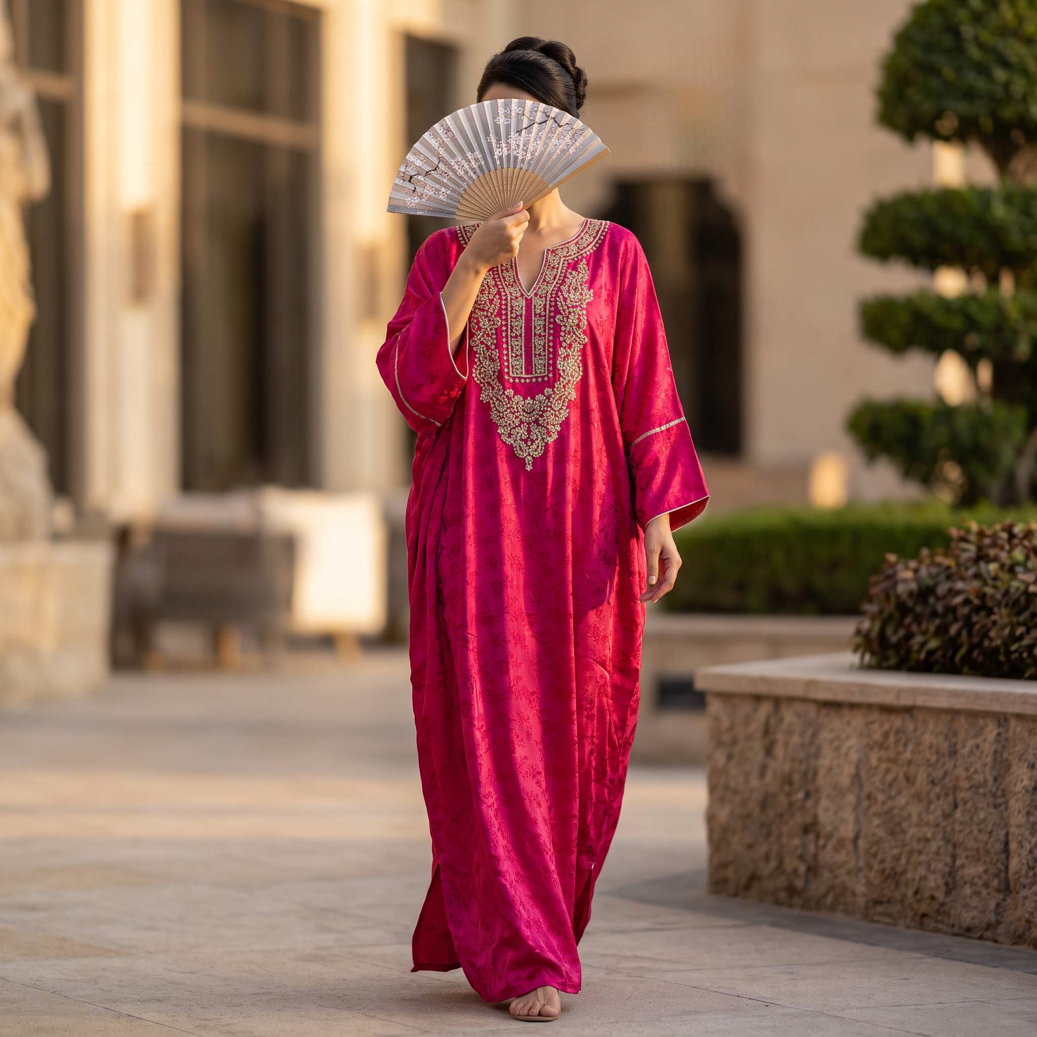 Free Size Elegant Silky Jacquard Kaftan Collection 09