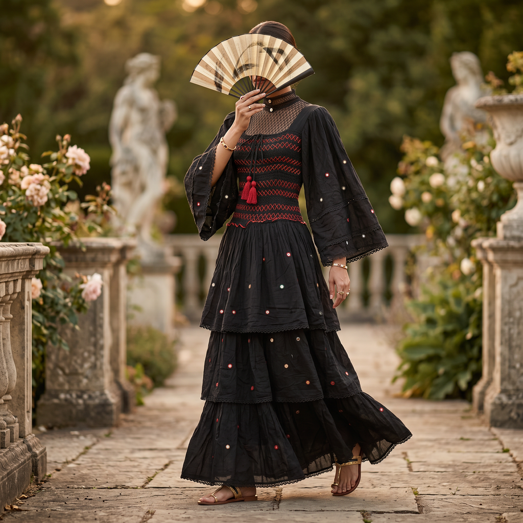 XS-S Rahima Printed Cotton Dress 54" Long Jalabiya RN 993