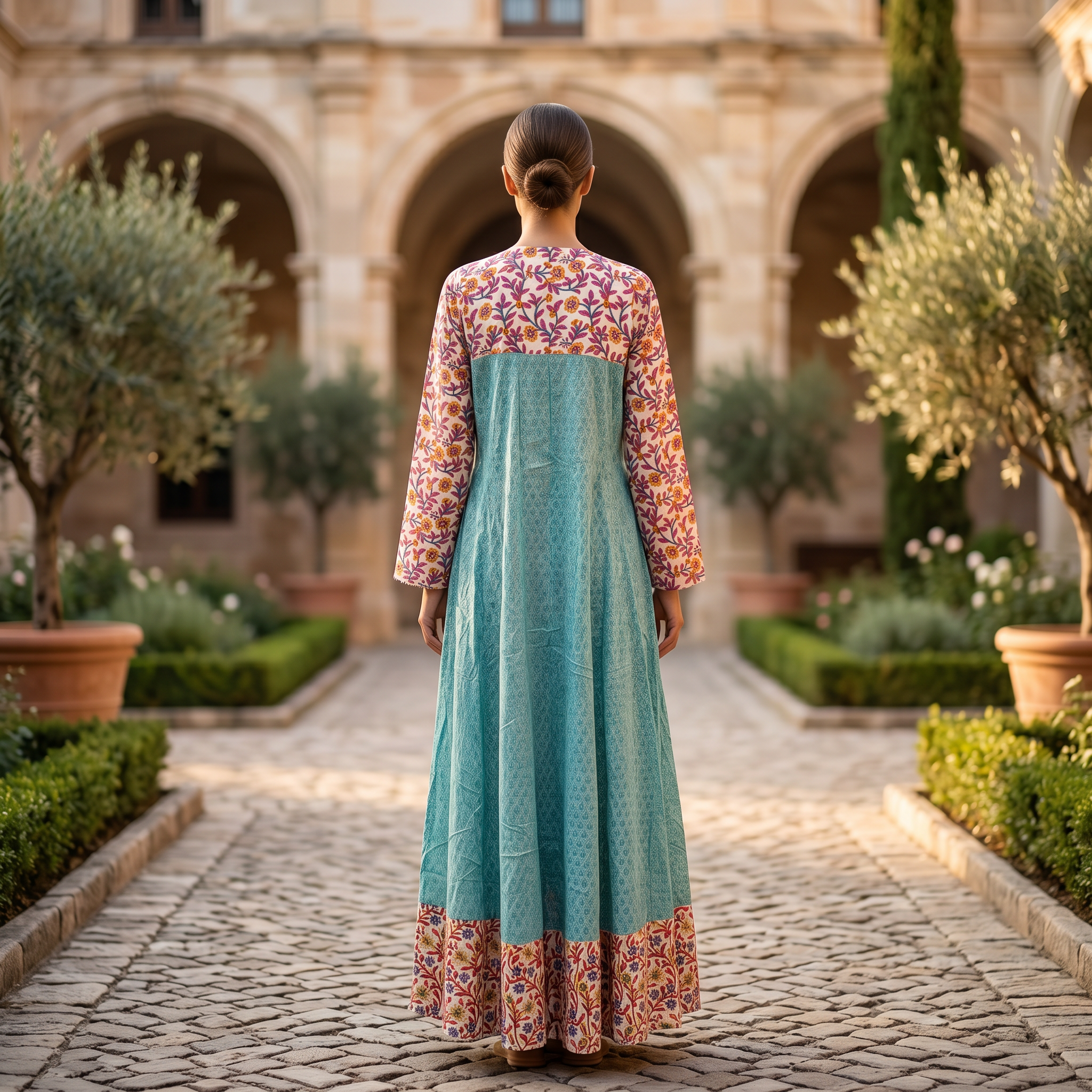 L-XL Special Printed Cotton Dress 57" Long Jalabiya TN 286