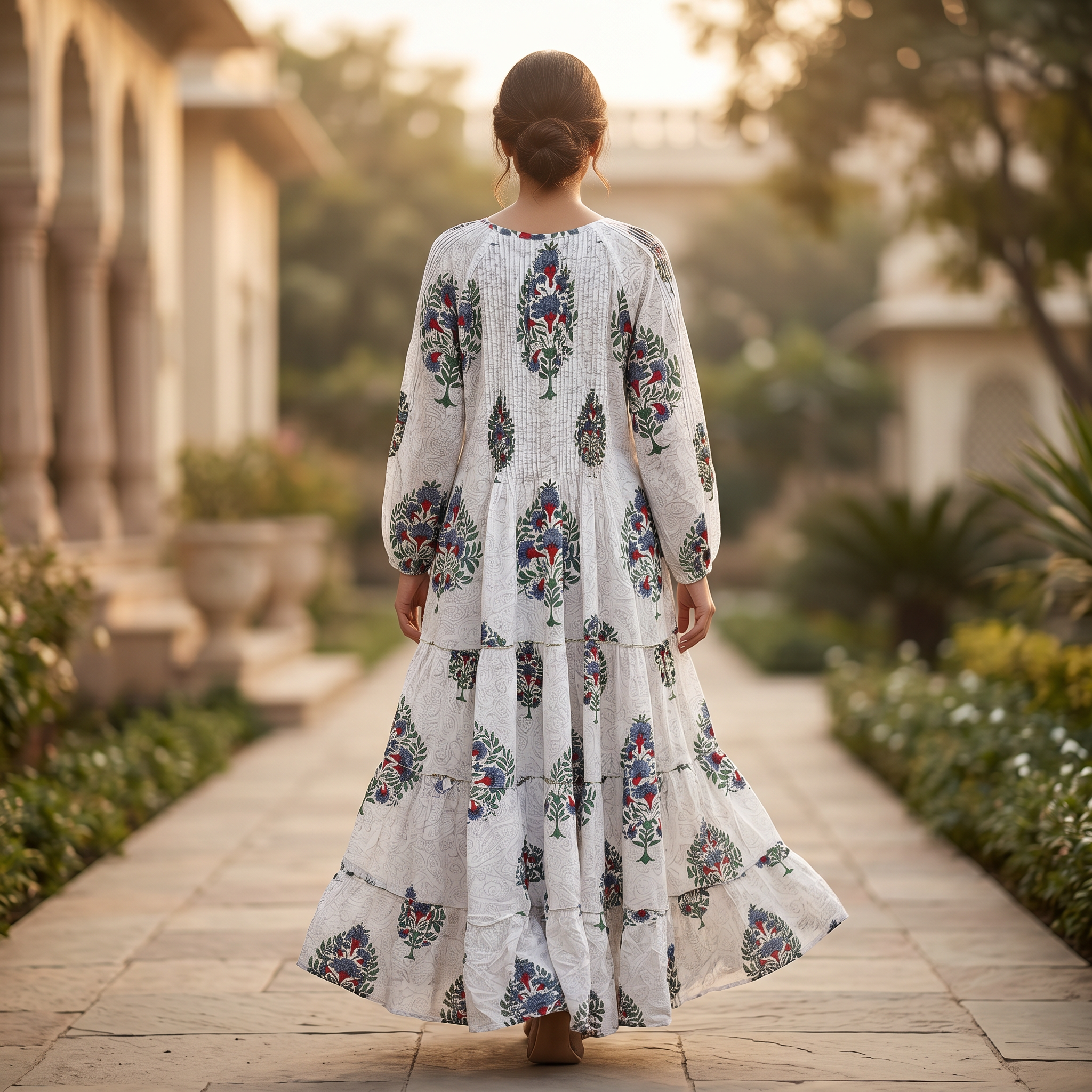 2XL-3XL Fawz Printed Cotton Dress 57" Long Jalabiya