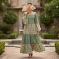 S/M Crystal Moon Printed Cotton Dress 57" Long Jalabiya TNY 842