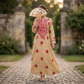 L-XL Sofi Embroidery  Printed Cotton Dress 57" Long Jalabiya RN 919