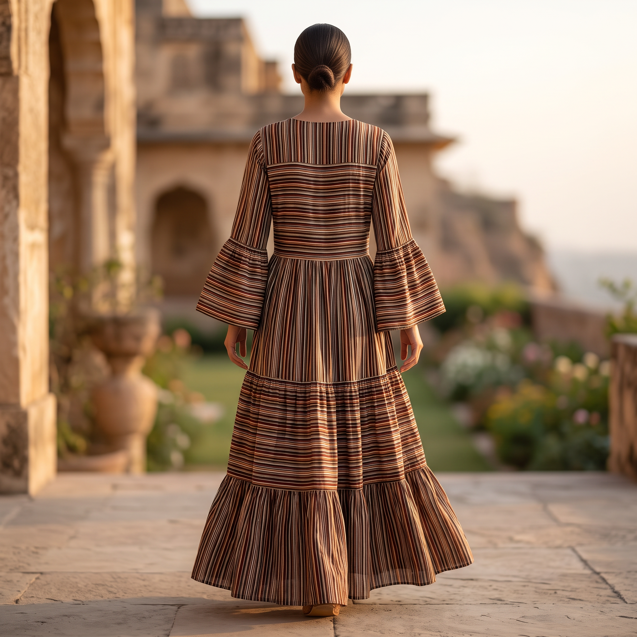 L/XL Bushra Printed Cotton Dress 57" Long Jalabiya RNY 1092