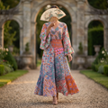 L/XL Yuasa Printed Cotton Dress 57" Long Jalabiya TNY 739