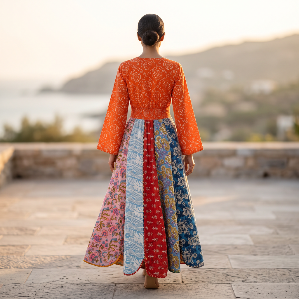 XS.S Zayna Printed Cotton Dress 54" Long Jalabiya RN 1018