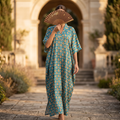 Free Size  Silk Farasha Kaftan Chiffon 55" Long Jalabiya RNY 1047