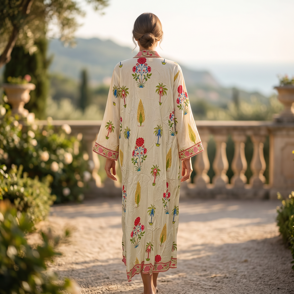 L/XL Liza  Printed Cotton Dress 57" Long Jalabiya RNY 1091