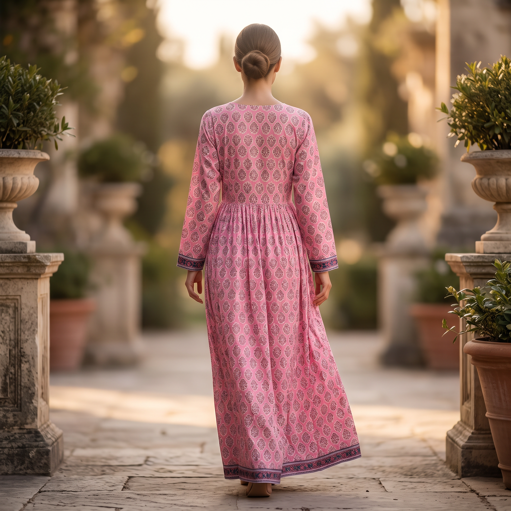 L-XL  Daisy Crystal Printed  Dress 57" Long Jalabiya TNY 824