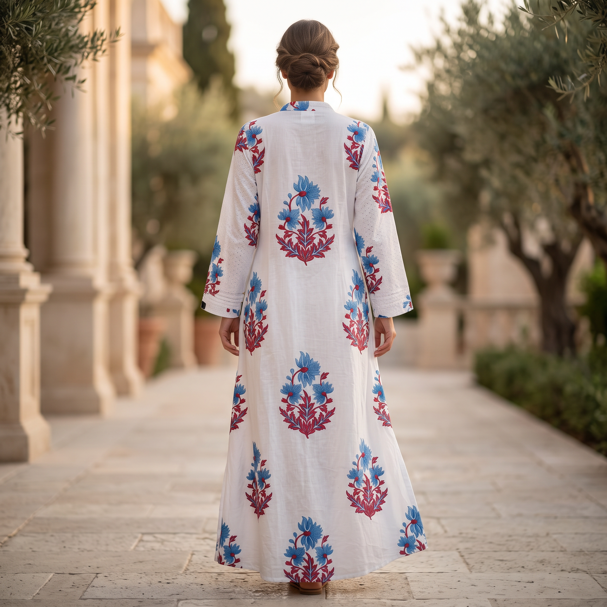 L/XL Crystal Sparrow Printed Cotton Dress 57" Long Jalabiya TNY 796