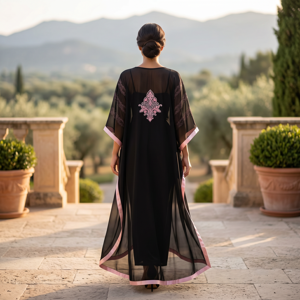 Free Size Farasha Kaftan Chiffon 56" Long Jalabiya