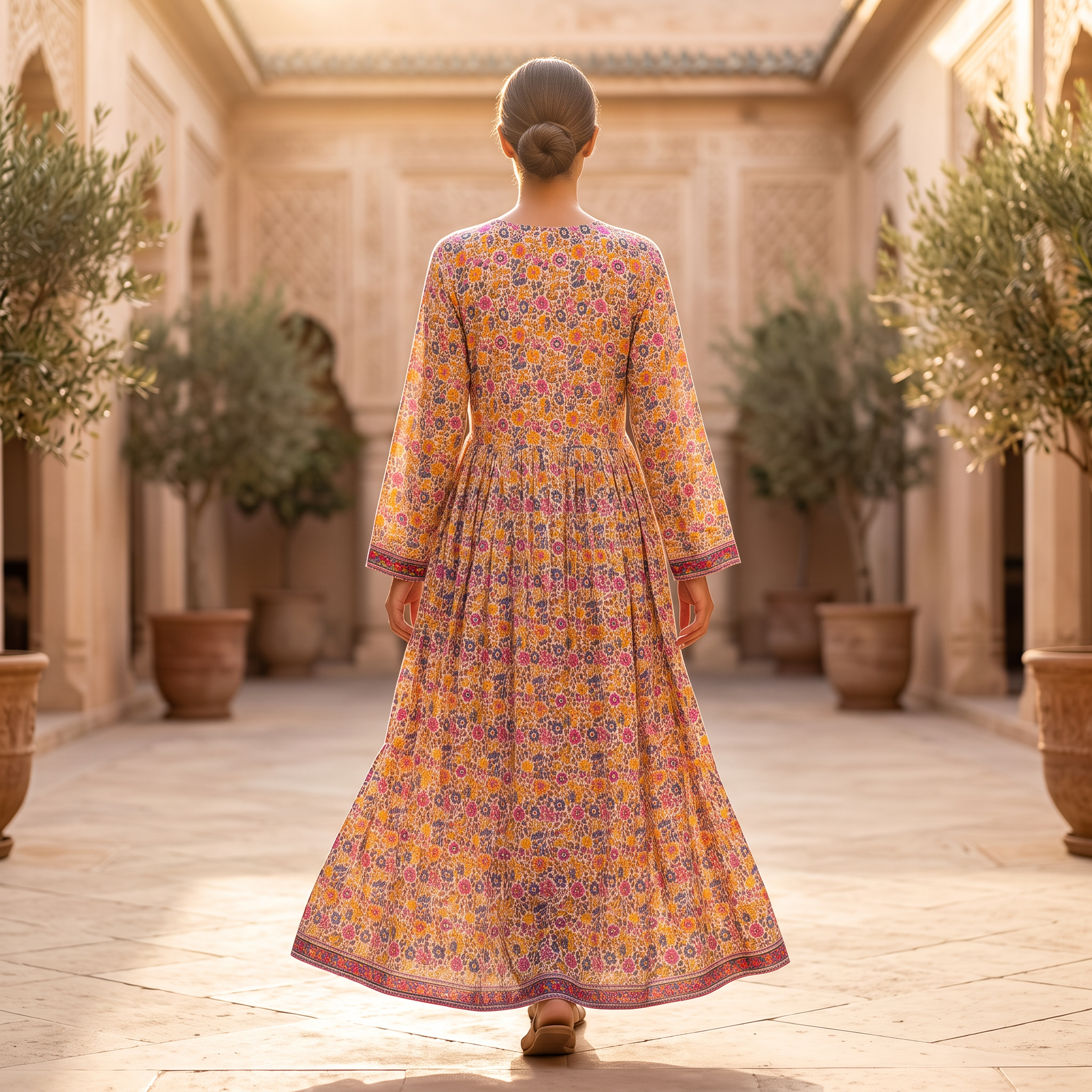 L-XL  Daisy Crystal Printed  Dress 57" Long Jalabiya TNY 822