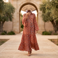 S-M Fatim Printed Cotton Dress 57" Long Jalabiya RN 925