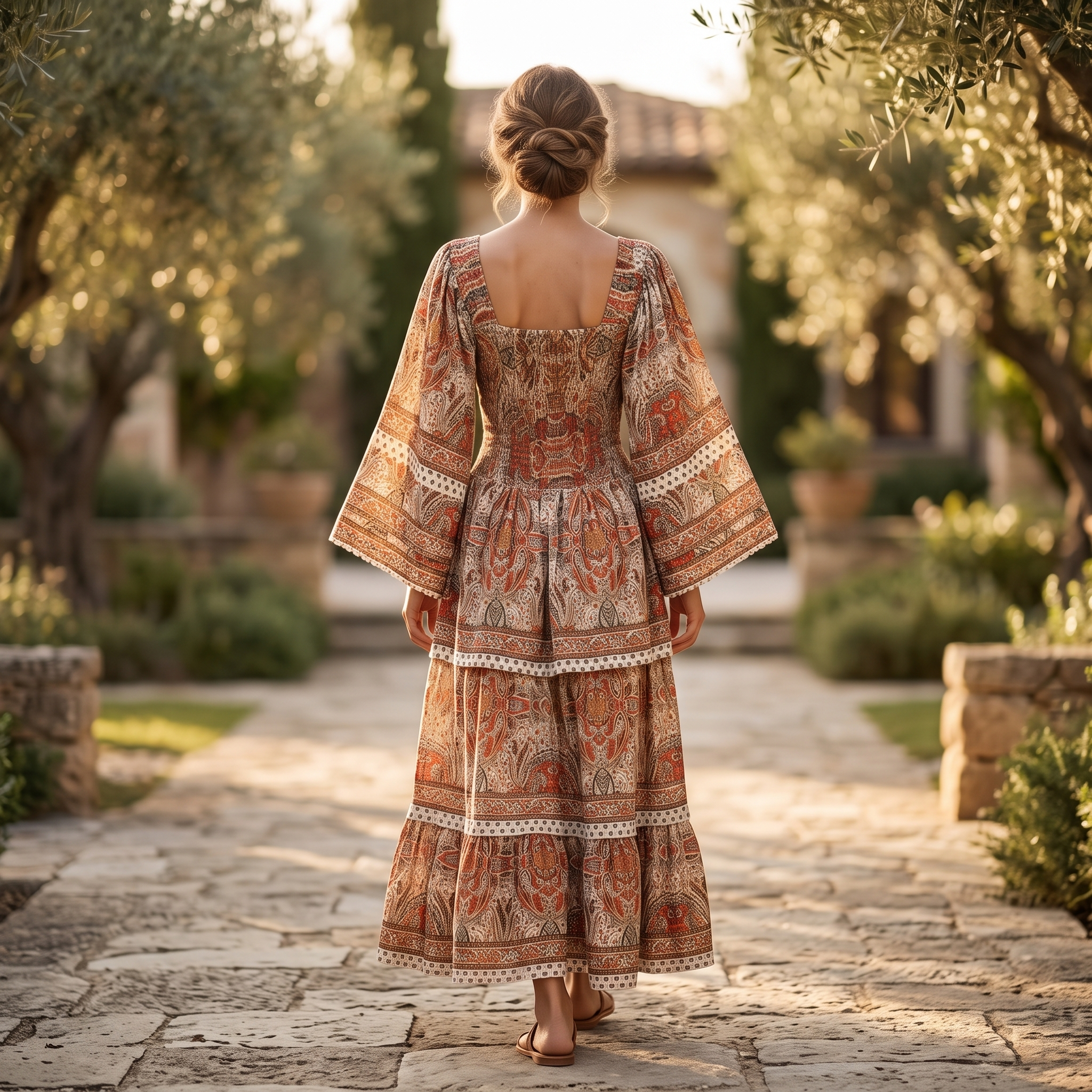L/XL Rahima Printed Cotton Dress 57" Long Jalabiya RN 1011