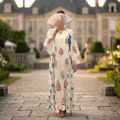 S-M Cinderella Crystal Printed Cotton Dress 57" Long Jalabiya