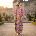 S/M Saida Printed Cotton Dress 57" Long Jalabiya TNY 764