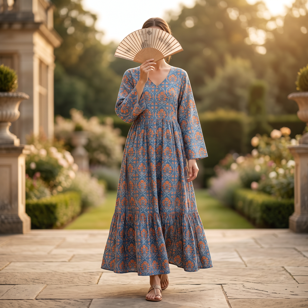 S/M  Kainat Printed  Dress 57 Long Jalabiya TNY 745