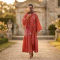 L-XL Fatim Printed Cotton Dress 57" Long Jalabiya