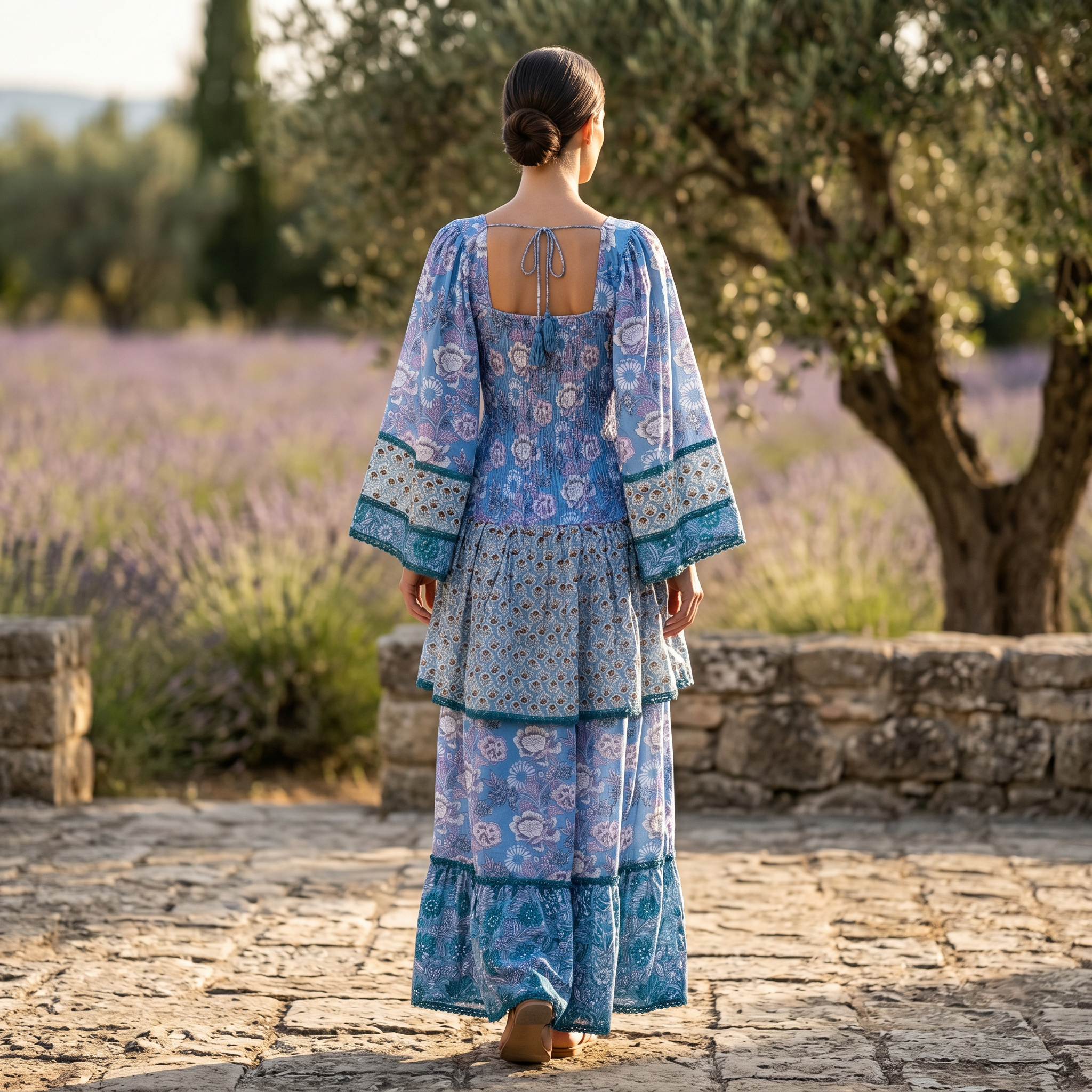 L-XL Rahima Printed Cotton Dress 57" Long Jalabiya
