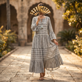 L-XL Abiya Printed Cotton Dress 57" Long Jalabiya TN 277