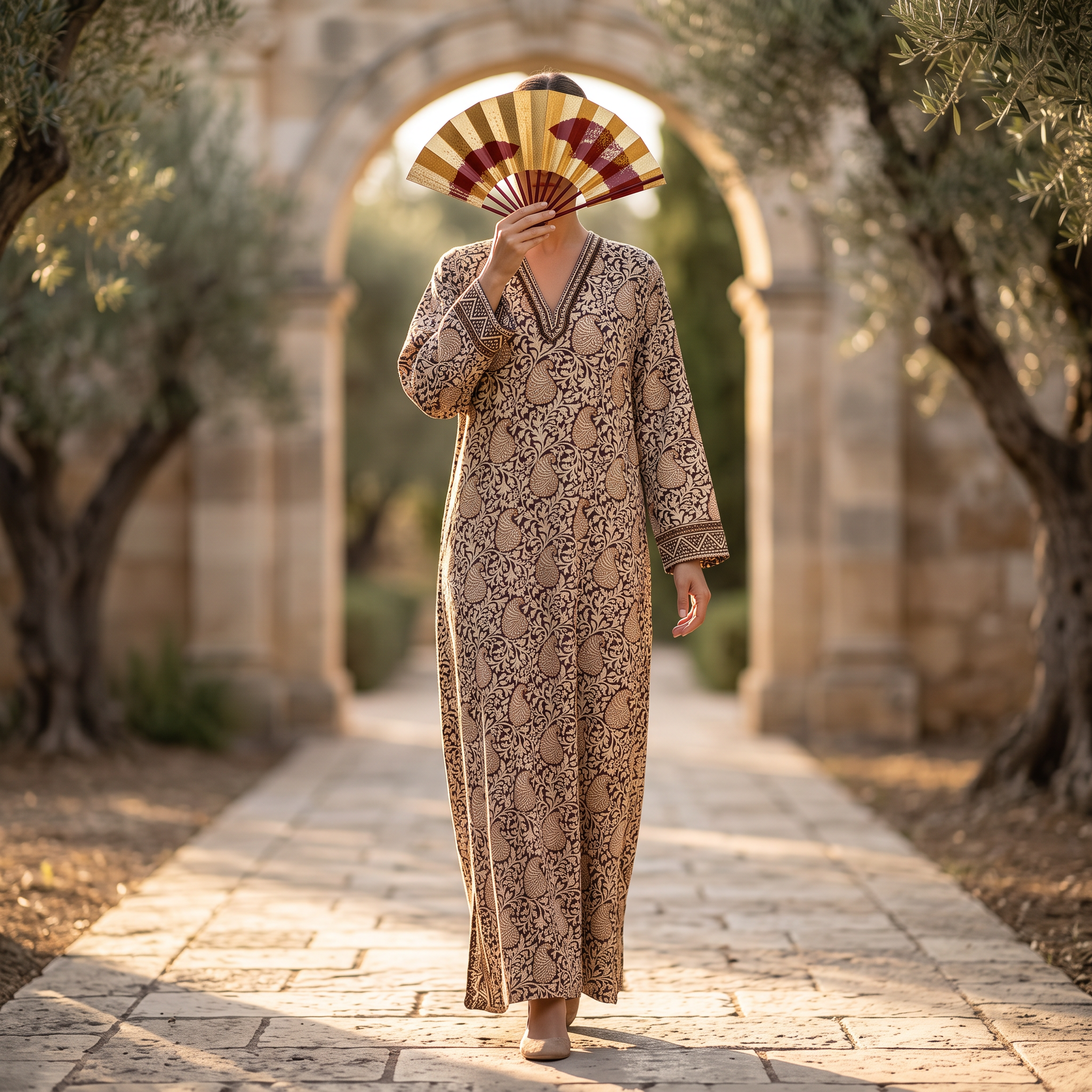 L/XL Teena Silk  Printed Cotton Dress 57" Long Jalabiya RN 981