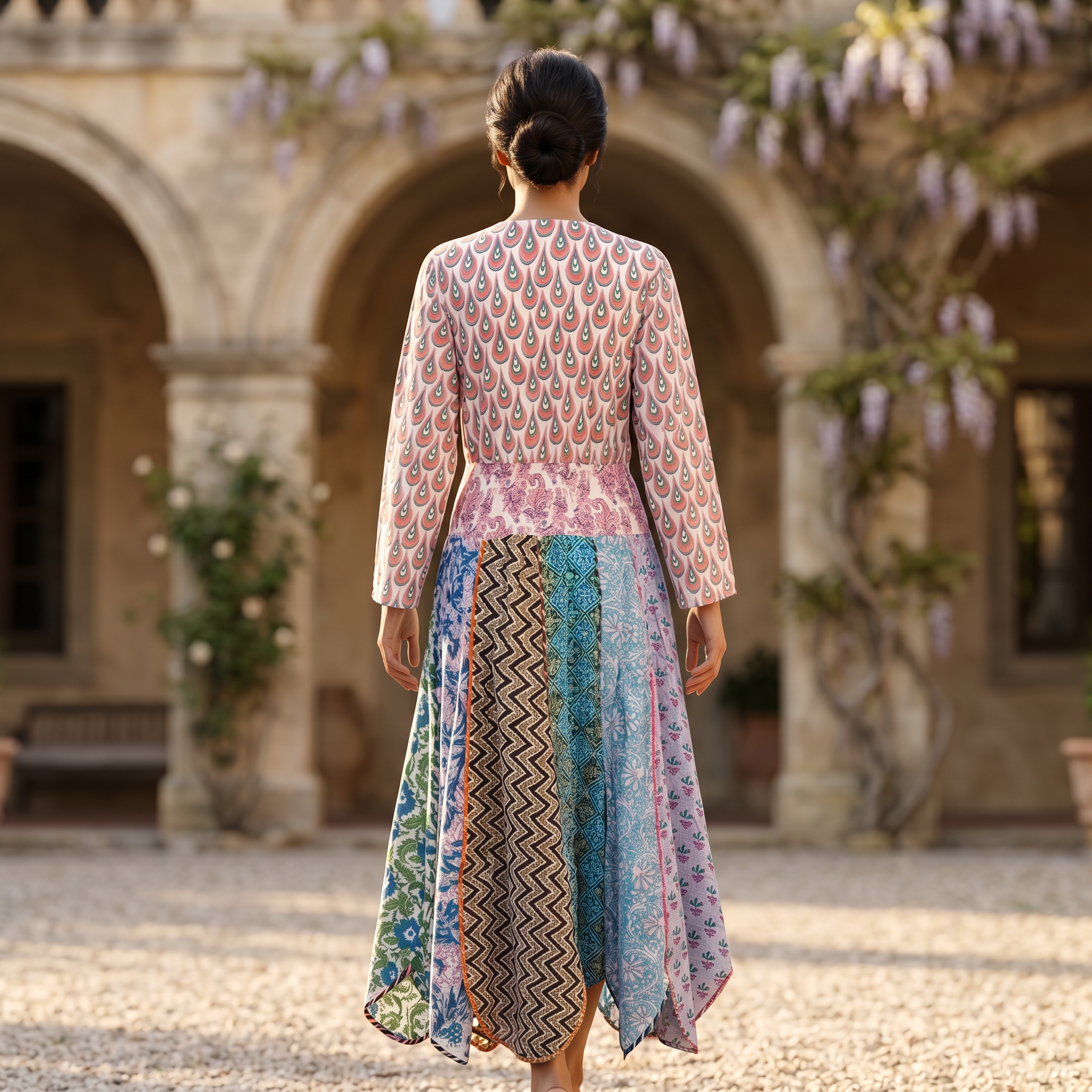 S/M Zayna Printed Cotton Dress 57" Long Jalabiya TN 174