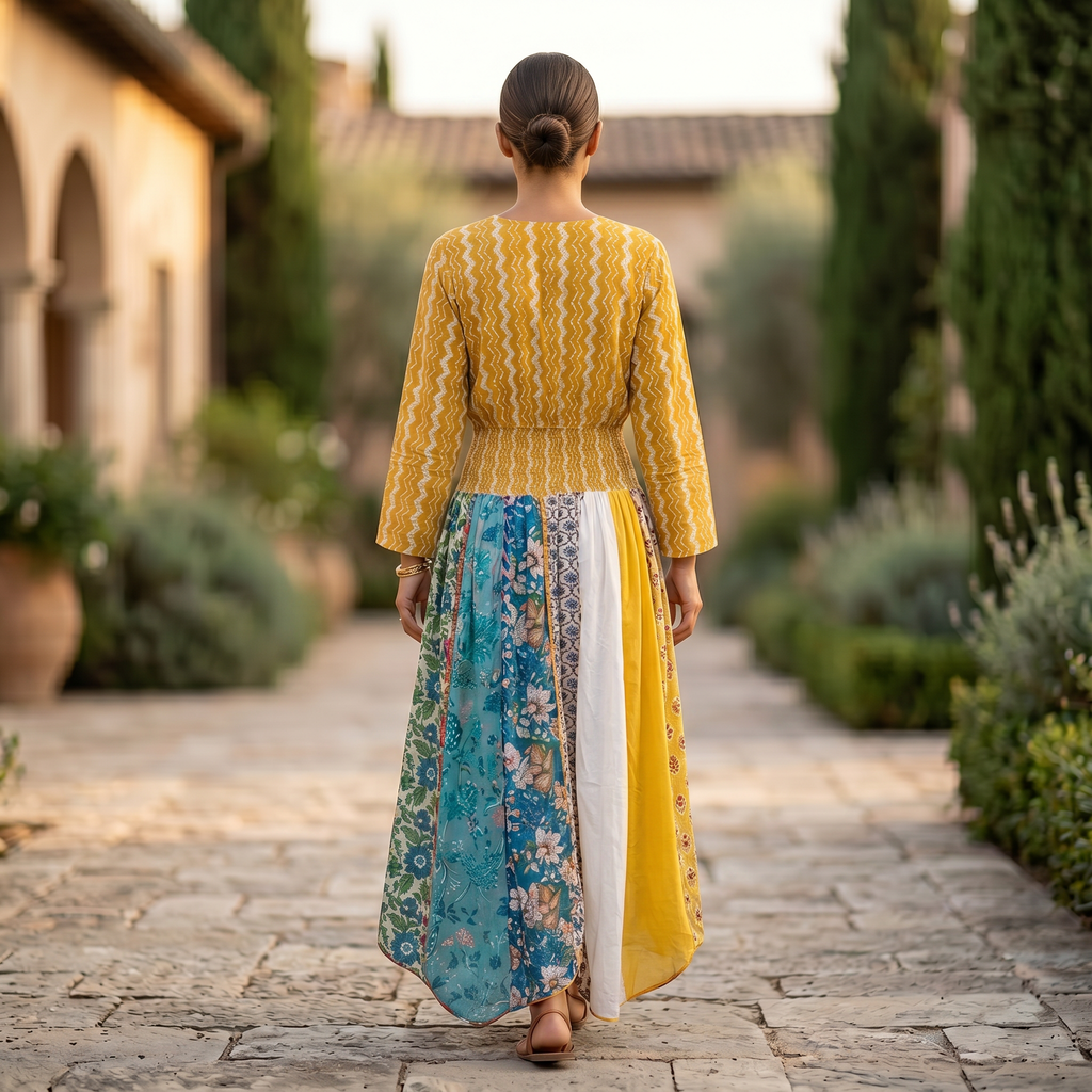 S/M Zayna Printed Cotton Dress 57" Long Jalabiya TN 179