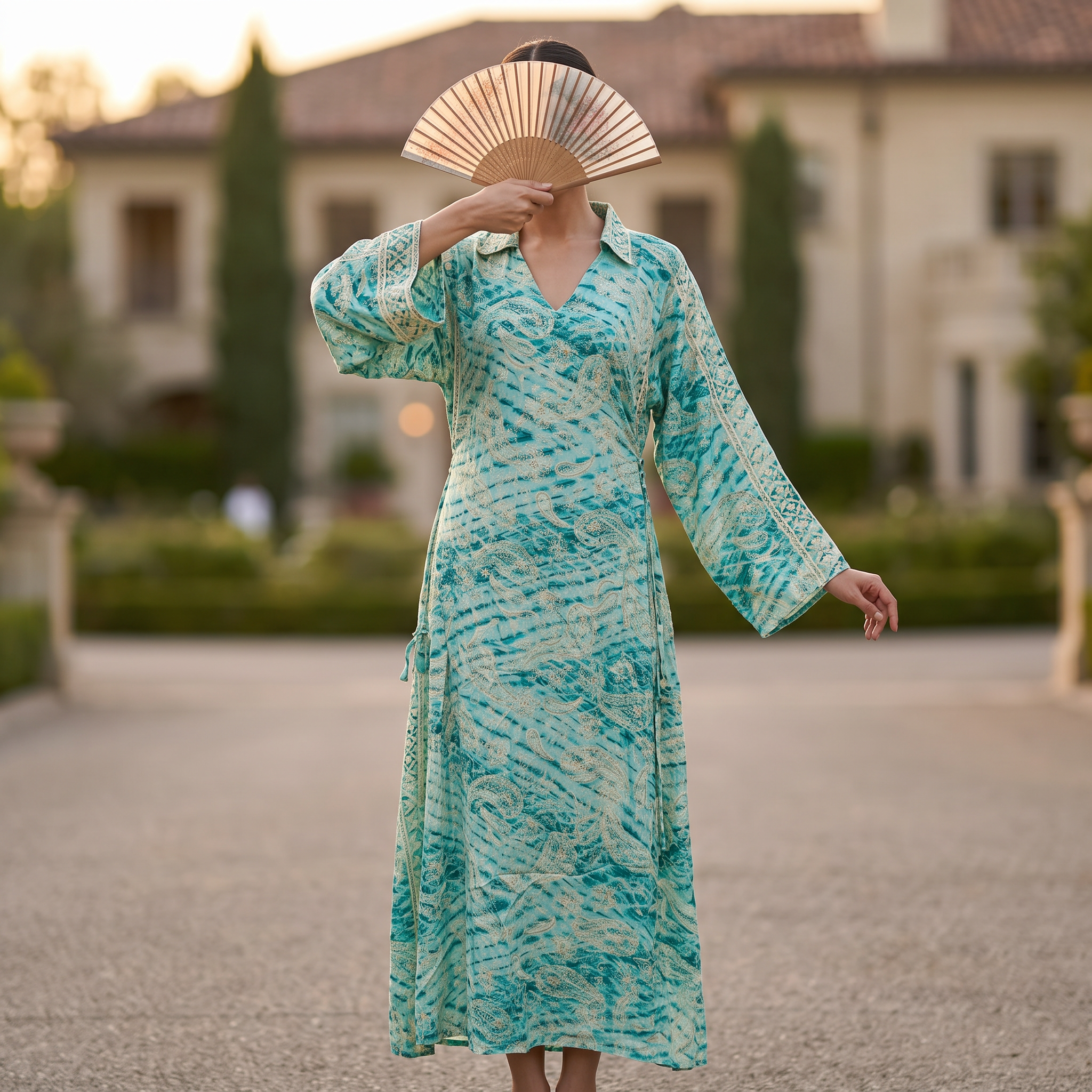 LXL Crystal Silk Hayat Cotton Printed Dress 57" Long Jalabiya RNY 1068