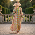 S/M Aafreen Printed Cotton Dress 57" Long Jalabiya RN 1026