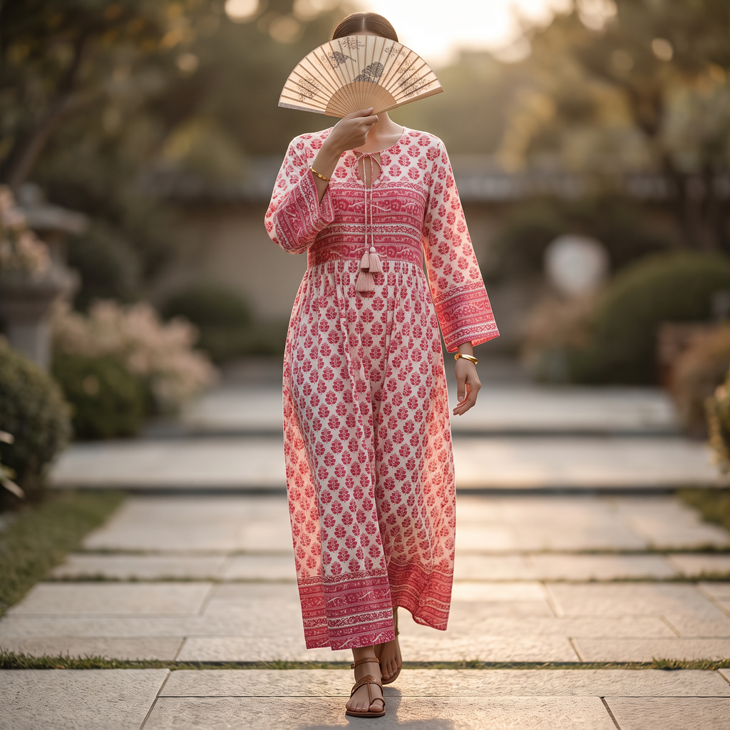 S/M Beach Printed Cotton Dress 57" Long Jalabiya TNY 743