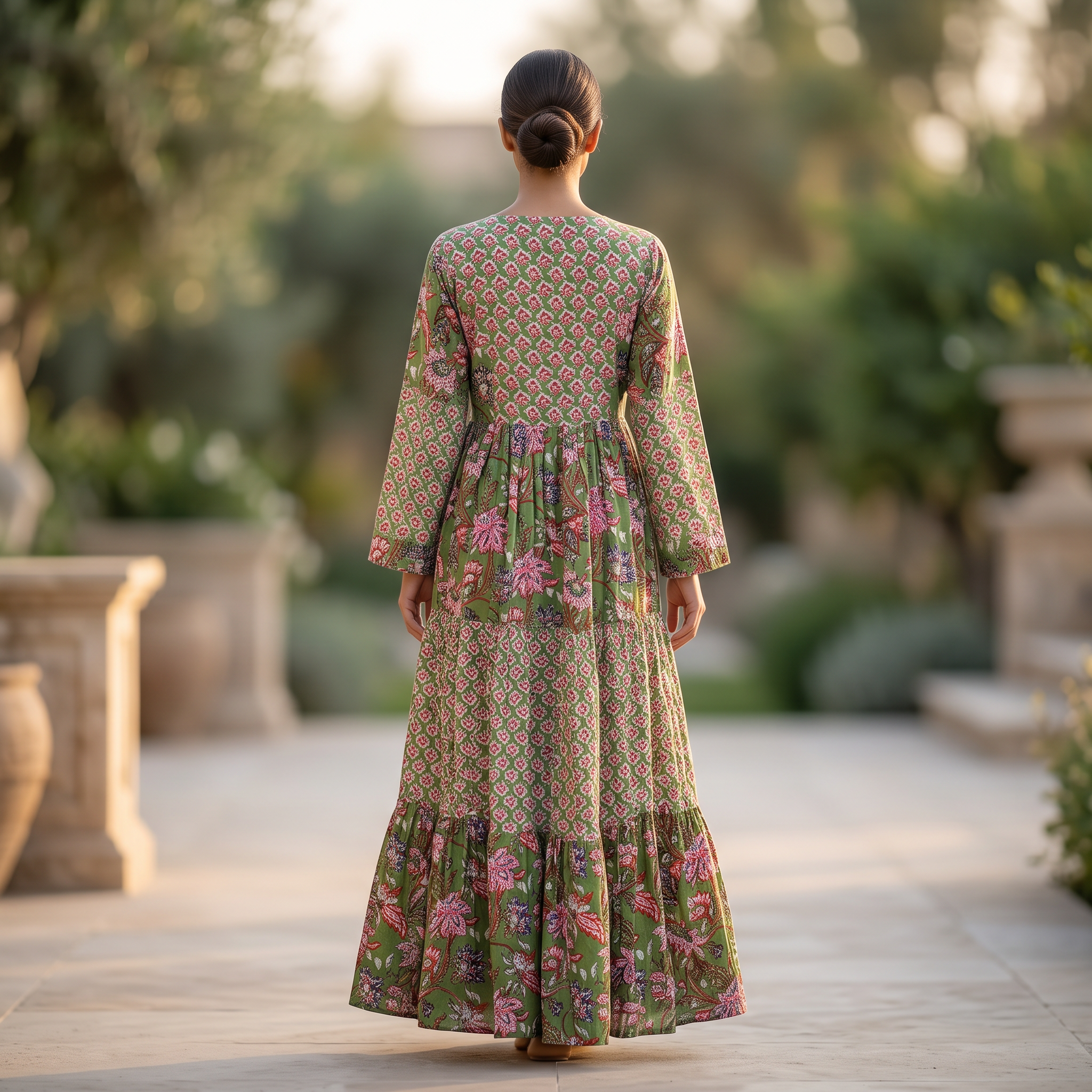 S/M Juhi Printed Cotton Dress 57" Long Jalabiya TNY 819