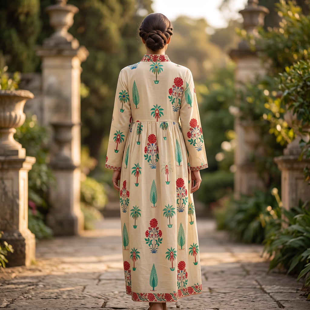 2XL/3XL Nida  Printed Cotton Dress 57" Long Jalabiya RNY 1071