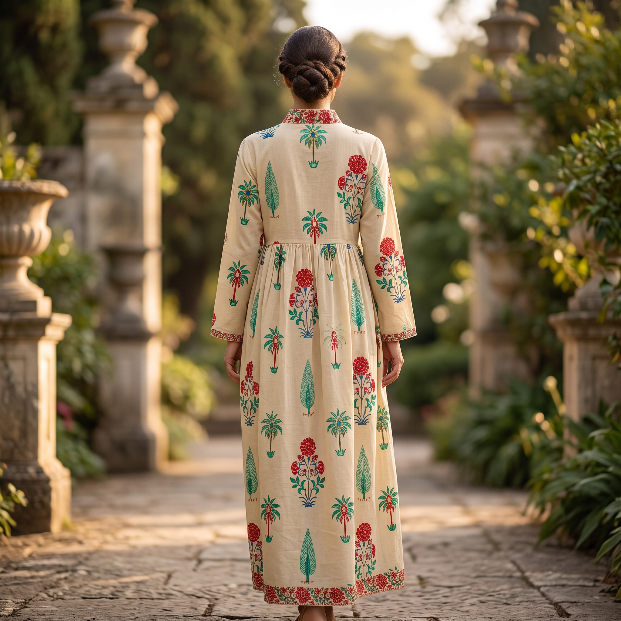 2XL/3XL Nida  Printed Cotton Dress 57" Long Jalabiya RNY 1071