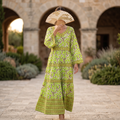 L/XL Huda  Printed Cotton Dress 57" Long Jalabiya TNY 761